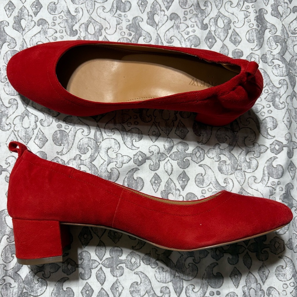 J. Crew Red ANYA Suede Block Heels size 8